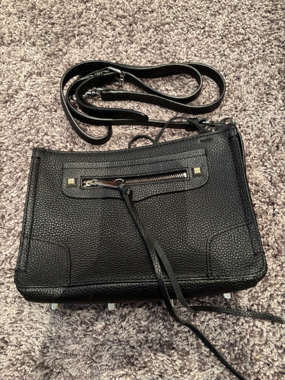 Black Pebbled Leather Crossbody Bag